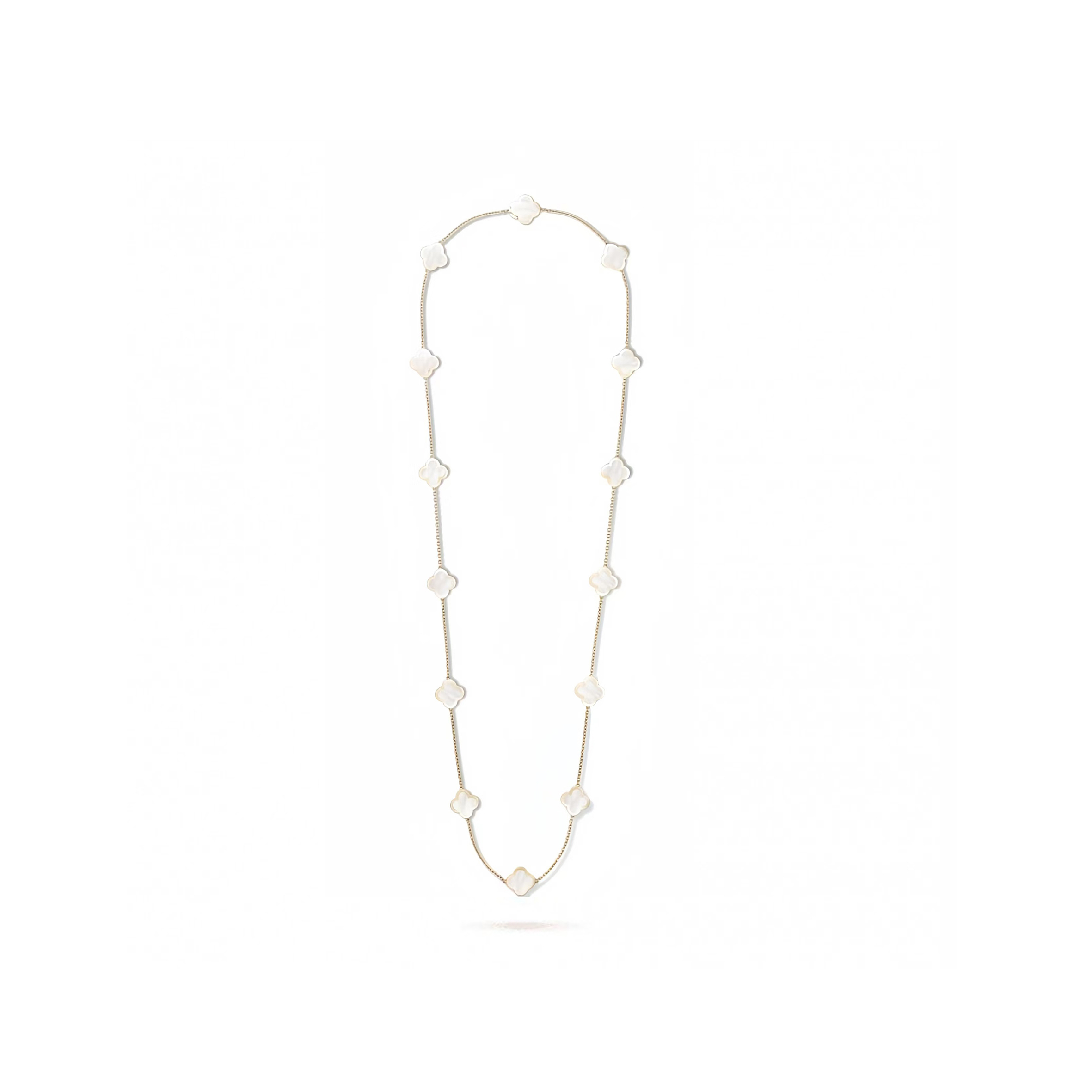 V*N CL*F arpels pure alhambra long necklace, 14 motifs - yellow gold, mother-of-pearl  vcara39900